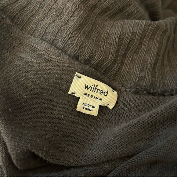 Wilfred Brown linen blend Cardigan Sweater with Waterfall Front *flaw M - Picture 7 of 15